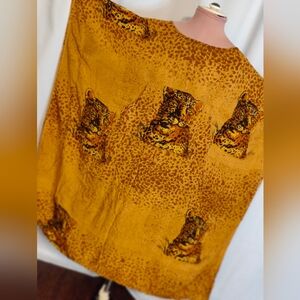 Sahara 90s Vintage Big Cat Kaftan full dolman sleeves maximalist Maxi pocket OS